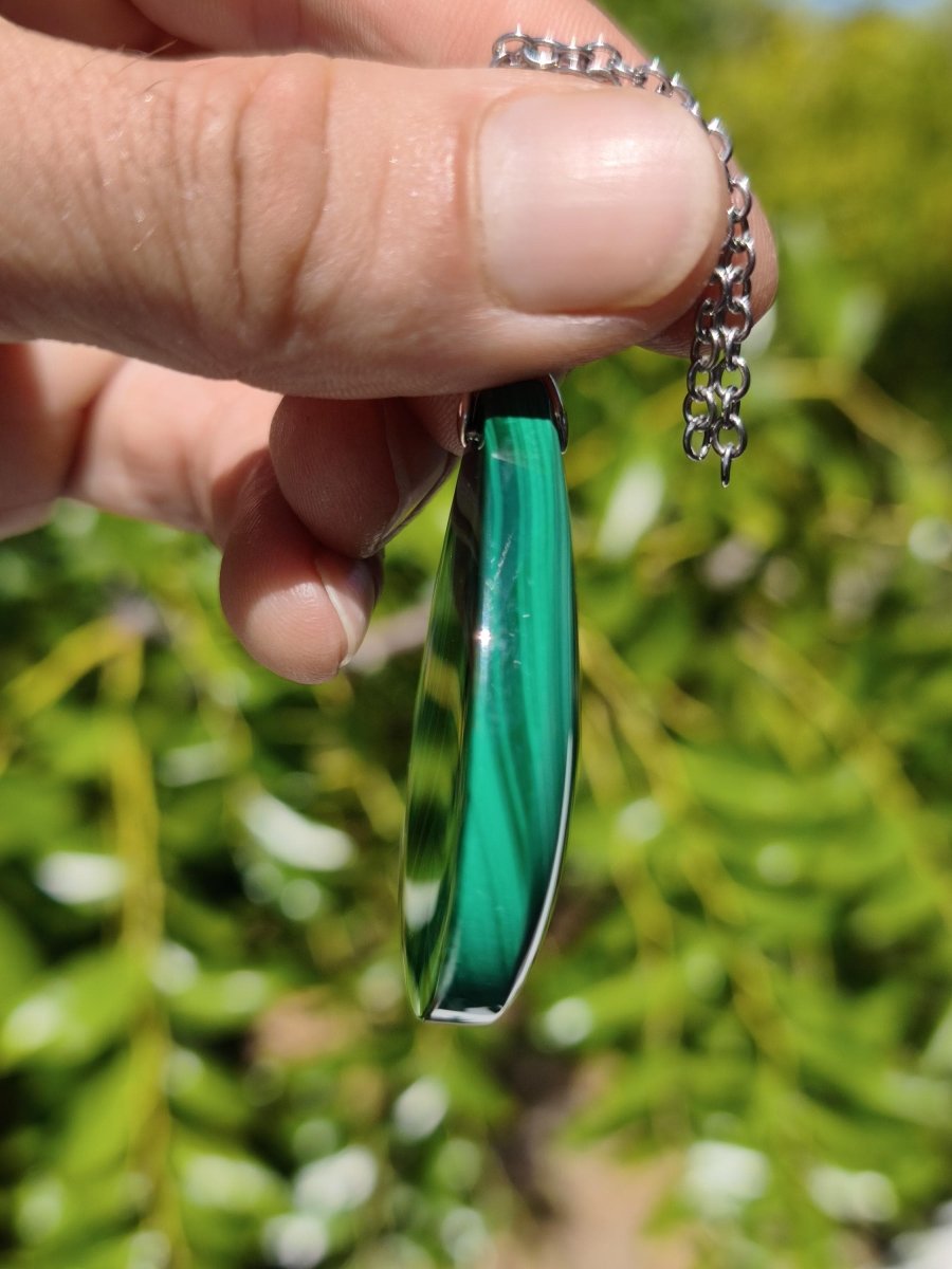 Malachit - 925 Silber Edelstein Kette Heilstein Natur grün Rarität Edel Mann Frau Geschenk Er Sie Freundin Energie Glück Kristall Vintage - Art of Nature Berlin