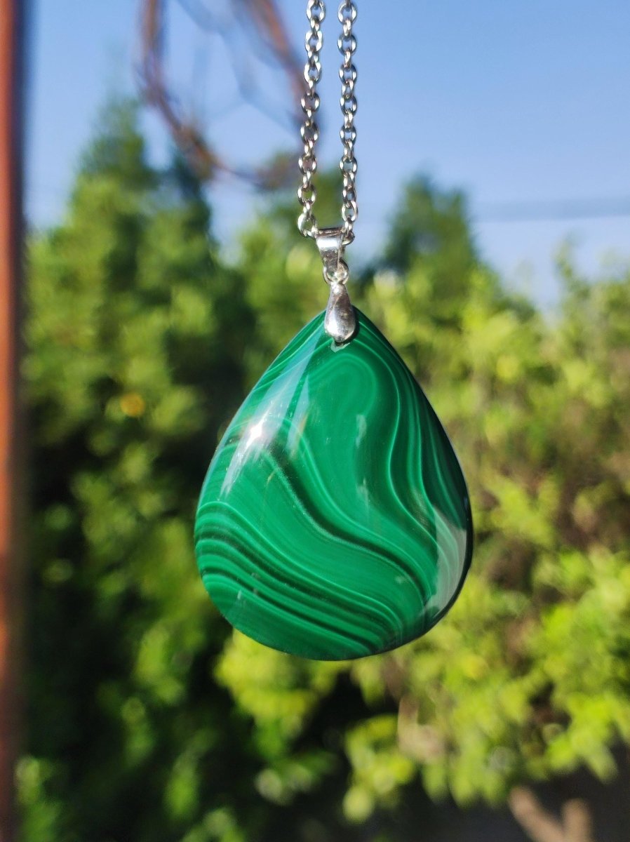 Malachit - 925 Silber Edelstein Kette Heilstein Natur grün Rarität Edel Mann Frau Geschenk Er Sie Freundin Energie Glück Kristall Vintage - Art of Nature Berlin