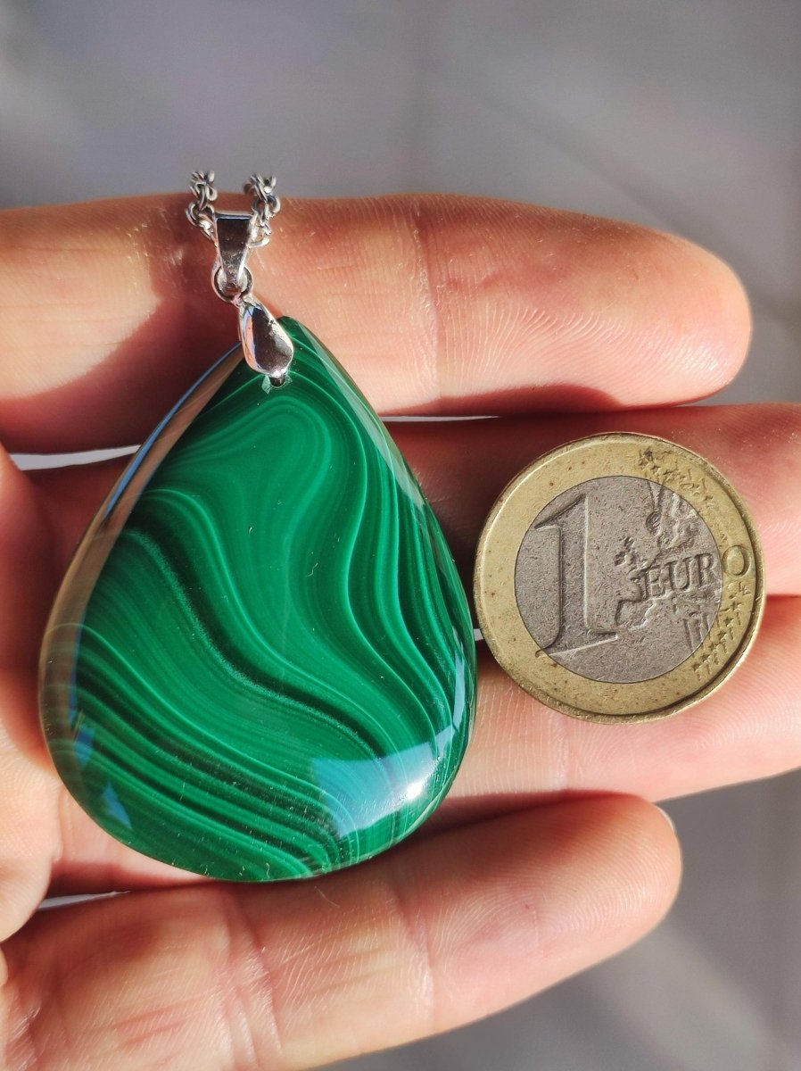 Malachit - 925 Silber Edelstein Kette Heilstein Natur grün Rarität Edel Mann Frau Geschenk Er Sie Freundin Energie Glück Kristall Vintage - Art of Nature Berlin