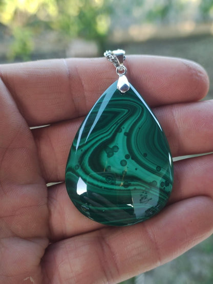 Malachit - 925 Silber Edelstein Kette Heilstein Natur grün Rarität Edel Mann Frau Geschenk Er Sie Freundin Energie Glück Kristall Vintage - Art of Nature Berlin