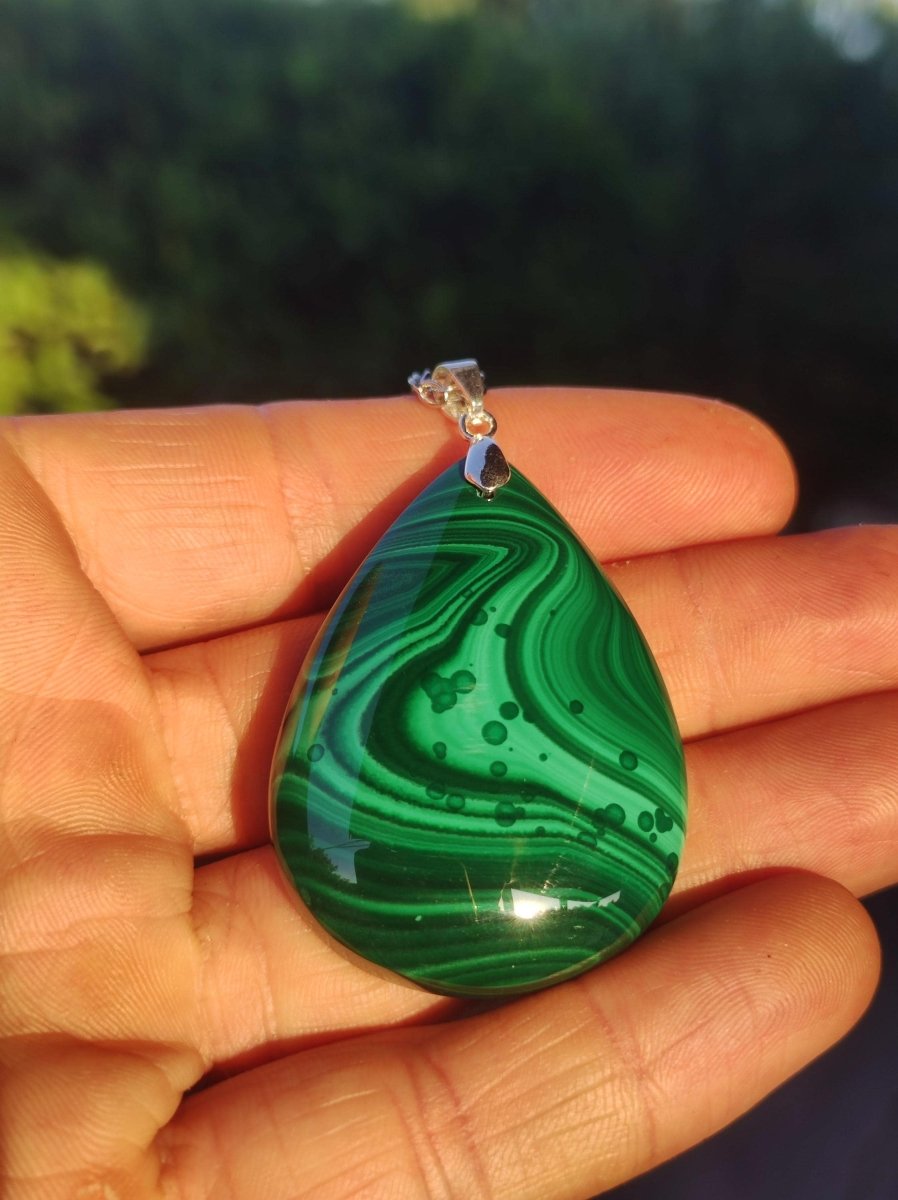 Malachit - 925 Silber Edelstein Kette Heilstein Natur grün Rarität Edel Mann Frau Geschenk Er Sie Freundin Energie Glück Kristall Vintage - Art of Nature Berlin