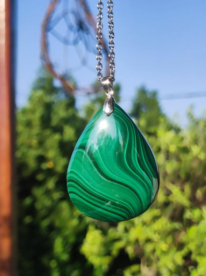 Malachit - 925 Silber Edelstein Kette Heilstein Natur grün Rarität Edel Mann Frau Geschenk Er Sie Freundin Energie Glück Kristall Vintage - Art of Nature Berlin