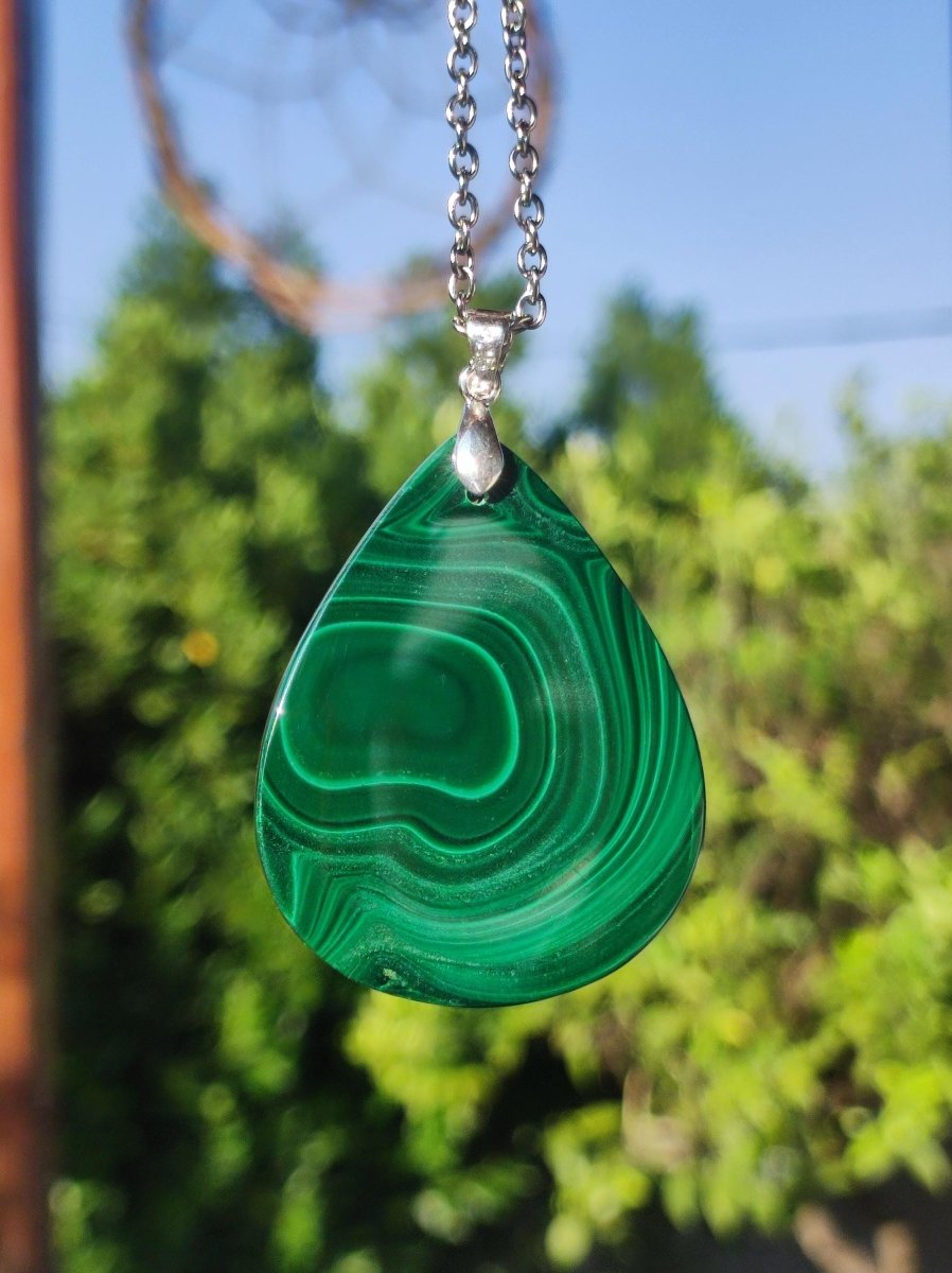 Malachit - 925 Silber Edelstein Kette Heilstein Natur grün Rarität Edel Mann Frau Geschenk Er Sie Freundin Energie Glück Kristall Vintage - Art of Nature Berlin