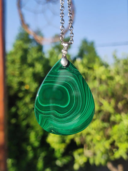 Malachit - 925 Silber Edelstein Kette Heilstein Natur grün Rarität Edel Mann Frau Geschenk Er Sie Freundin Energie Glück Kristall Vintage - Art of Nature Berlin