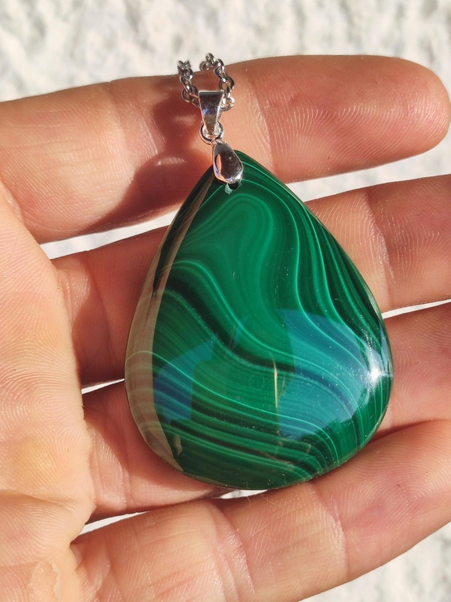 Malachit - 925 Silber Edelstein Kette Heilstein Natur grün Rarität Edel Mann Frau Geschenk Er Sie Freundin Energie Glück Kristall Vintage - Art of Nature Berlin