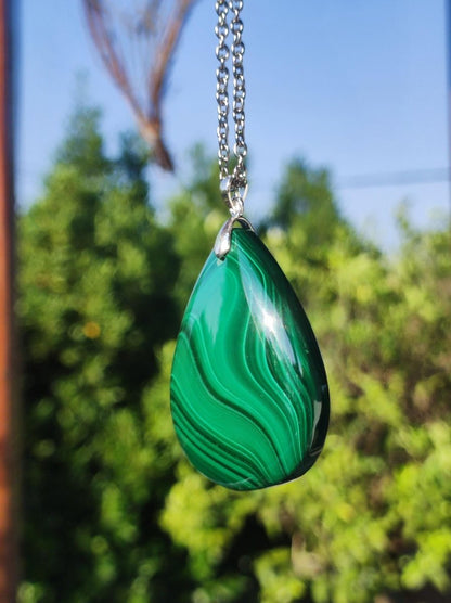 Malachit - 925 Silber Edelstein Kette Heilstein Natur grün Rarität Edel Mann Frau Geschenk Er Sie Freundin Energie Glück Kristall Vintage - Art of Nature Berlin