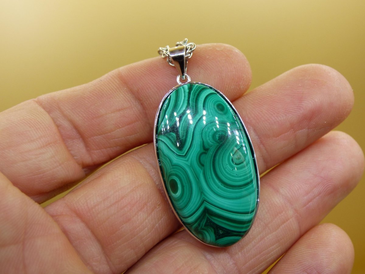 Malachit - 925 Sterling Silber Edelstein Kette Natur blau Rarität Heilstein Kristall Mann Frau Er Sie Geschenk Freund Bruder - Art of Nature Berlin
