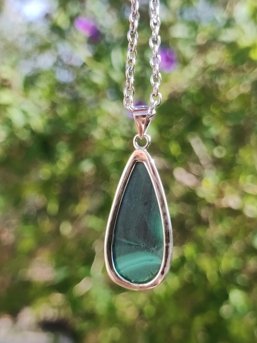 Malachit - 925 Sterling Silber Edelstein Kette Natur blau Rarität Heilstein Kristall Mann Frau Er Sie Geschenk Freund Bruder - Art of Nature Berlin