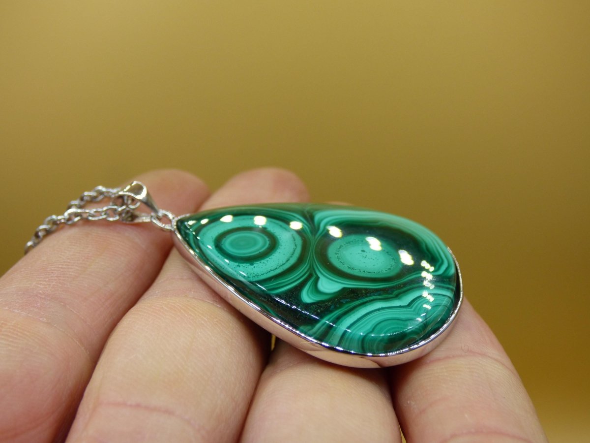 Malachit - 925 Sterling Silber Edelstein Kette Natur blau Rarität Heilstein Kristall Mann Frau Er Sie Geschenk Freund Bruder - Art of Nature Berlin