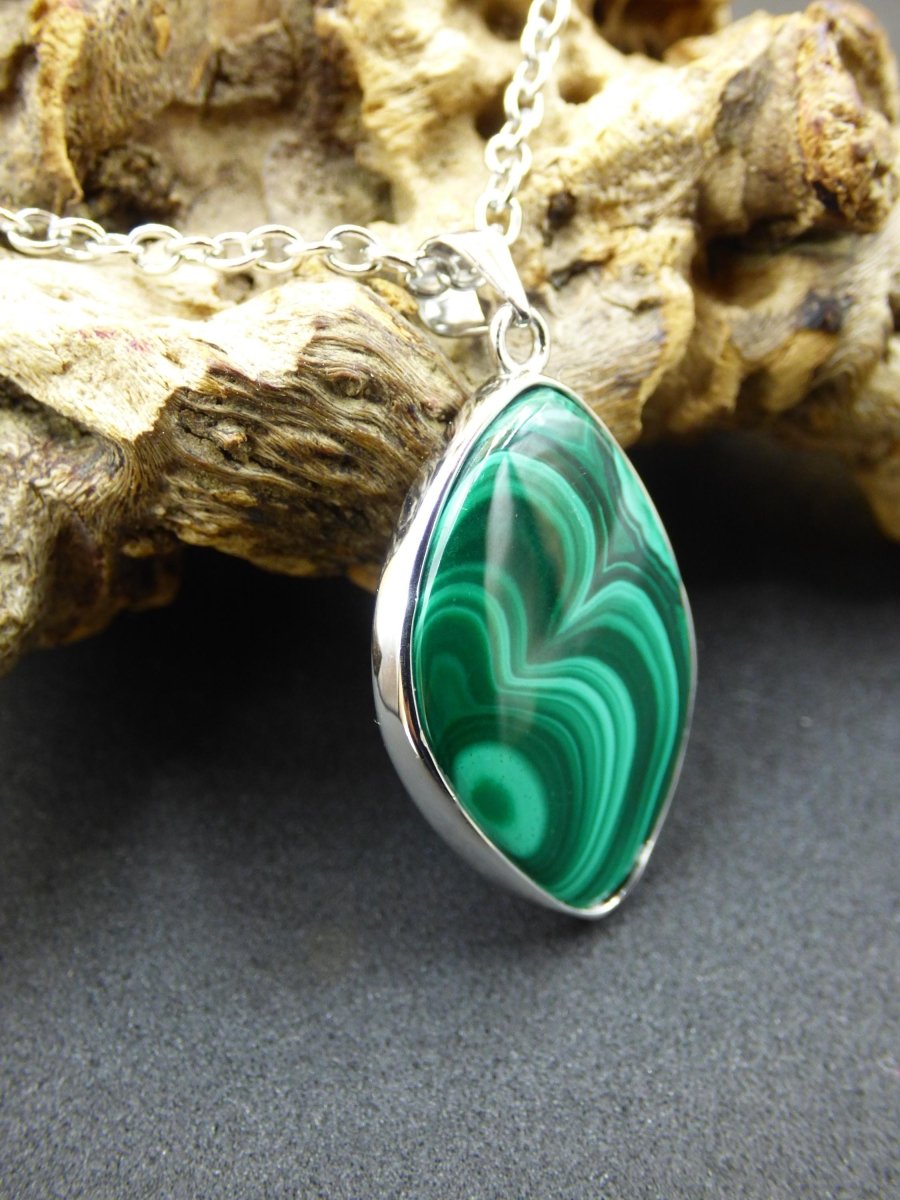 Malachit - 925 Sterling Silber Edelstein Kette Natur blau Rarität Heilstein Kristall Mann Frau Er Sie Geschenk Freund Bruder - Art of Nature Berlin