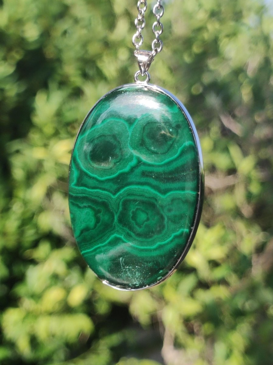 Malachit - 925 Sterling Silber Edelstein Kette Natur blau Rarität Heilstein Kristall Mann Frau Er Sie Geschenk Freund Bruder - Art of Nature Berlin