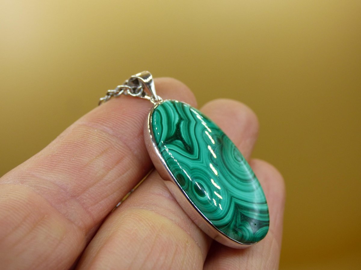 Malachit - 925 Sterling Silber Edelstein Kette Natur blau Rarität Heilstein Kristall Mann Frau Er Sie Geschenk Freund Bruder - Art of Nature Berlin