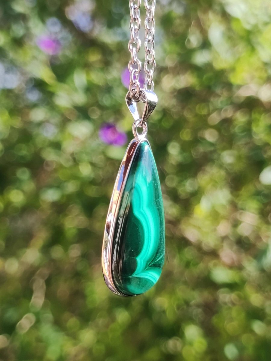 Malachit - 925 Sterling Silber Edelstein Kette Natur blau Rarität Heilstein Kristall Mann Frau Er Sie Geschenk Freund Bruder - Art of Nature Berlin