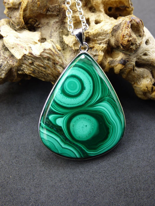 Malachit - 925 Sterling Silber Edelstein Kette Natur blau Rarität Heilstein Kristall Mann Frau Er Sie Geschenk Freund Bruder - Art of Nature Berlin