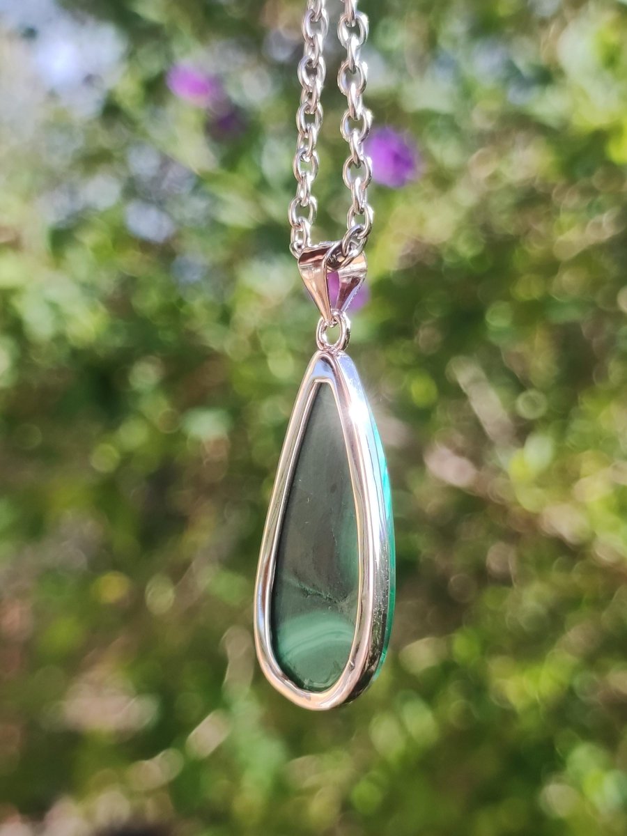 Malachit - 925 Sterling Silber Edelstein Kette Natur blau Rarität Heilstein Kristall Mann Frau Er Sie Geschenk Freund Bruder - Art of Nature Berlin