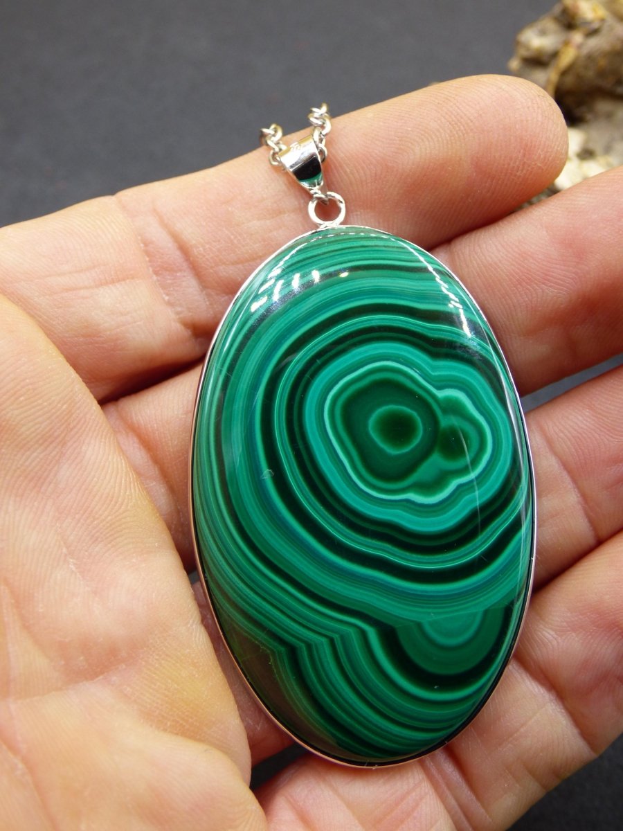 Malachit - 925 Sterling Silber Edelstein Kette Natur blau Rarität Heilstein Kristall Mann Frau Er Sie Geschenk Freund Bruder - Art of Nature Berlin