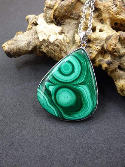 Malachit - 925 Sterling Silber Edelstein Kette Natur blau Rarität Heilstein Kristall Mann Frau Er Sie Geschenk Freund Bruder - Art of Nature Berlin