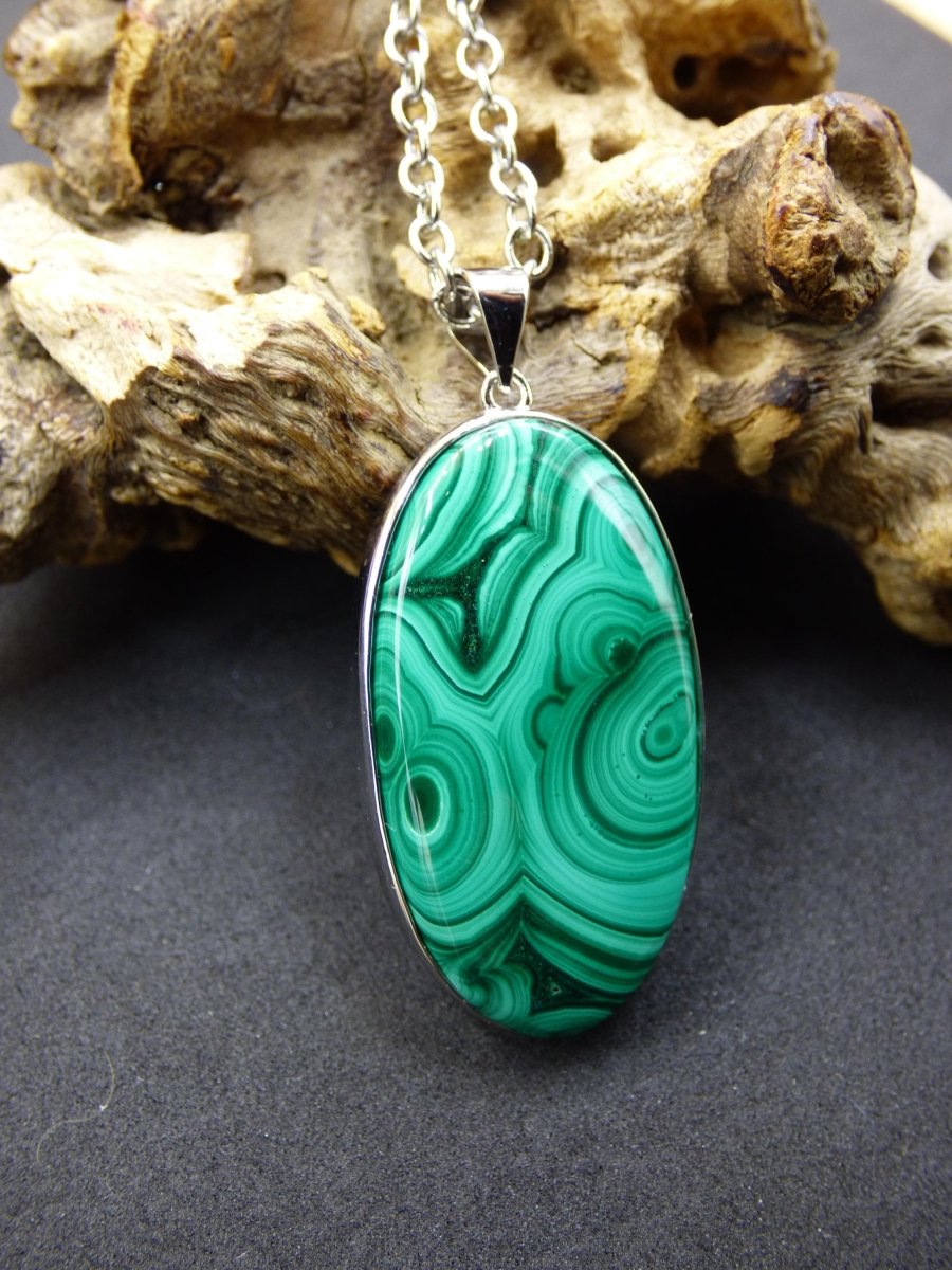 Malachit - 925 Sterling Silber Edelstein Kette Natur blau Rarität Heilstein Kristall Mann Frau Er Sie Geschenk Freund Bruder - Art of Nature Berlin