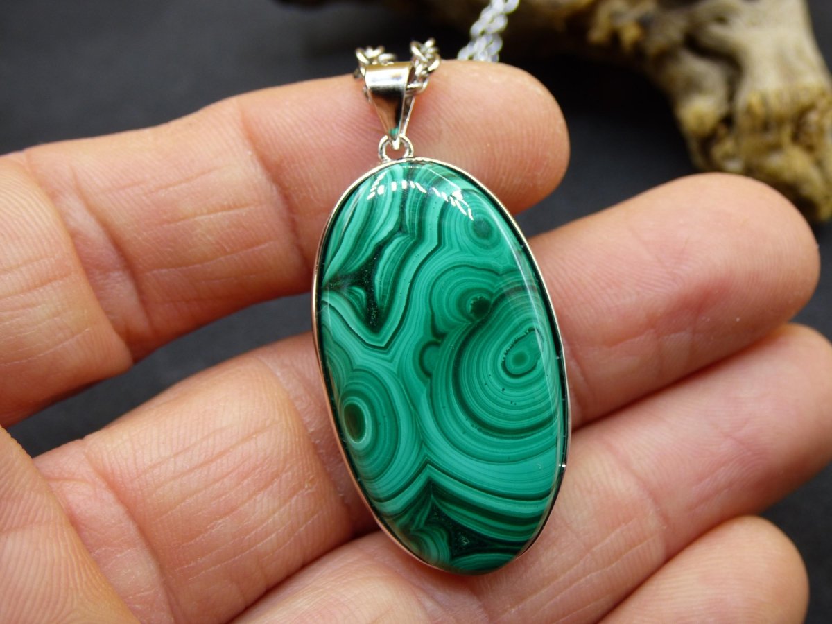 Malachit - 925 Sterling Silber Edelstein Kette Natur blau Rarität Heilstein Kristall Mann Frau Er Sie Geschenk Freund Bruder - Art of Nature Berlin