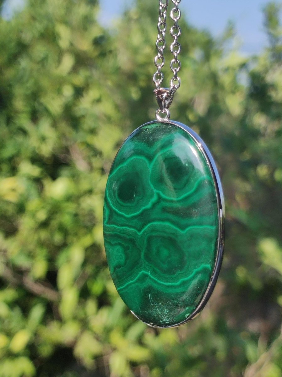 Malachit - 925 Sterling Silber Edelstein Kette Natur blau Rarität Heilstein Kristall Mann Frau Er Sie Geschenk Freund Bruder - Art of Nature Berlin