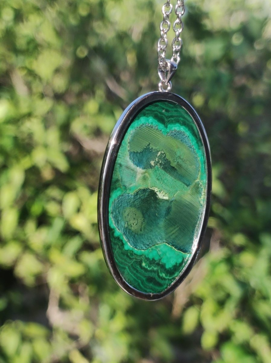 Malachit - 925 Sterling Silber Edelstein Kette Natur blau Rarität Heilstein Kristall Mann Frau Er Sie Geschenk Freund Bruder - Art of Nature Berlin
