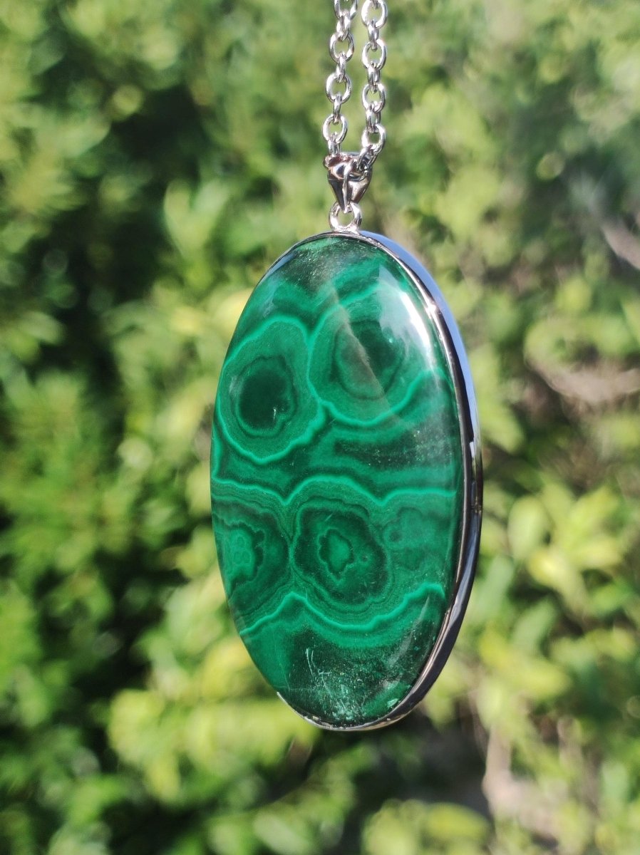 Malachit - 925 Sterling Silber Edelstein Kette Natur blau Rarität Heilstein Kristall Mann Frau Er Sie Geschenk Freund Bruder - Art of Nature Berlin