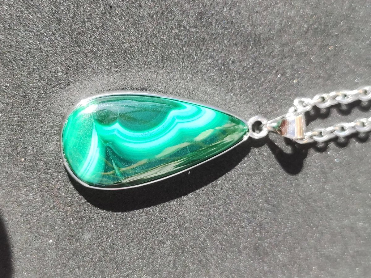 Malachit - 925 Sterling Silber Edelstein Kette Natur blau Rarität Heilstein Kristall Mann Frau Er Sie Geschenk Freund Bruder - Art of Nature Berlin