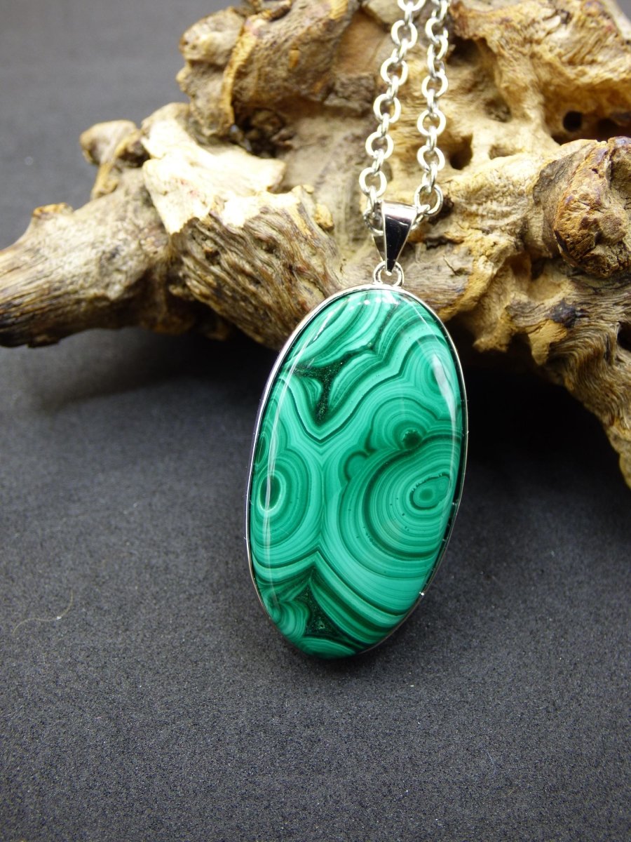 Malachit - 925 Sterling Silber Edelstein Kette Natur blau Rarität Heilstein Kristall Mann Frau Er Sie Geschenk Freund Bruder - Art of Nature Berlin