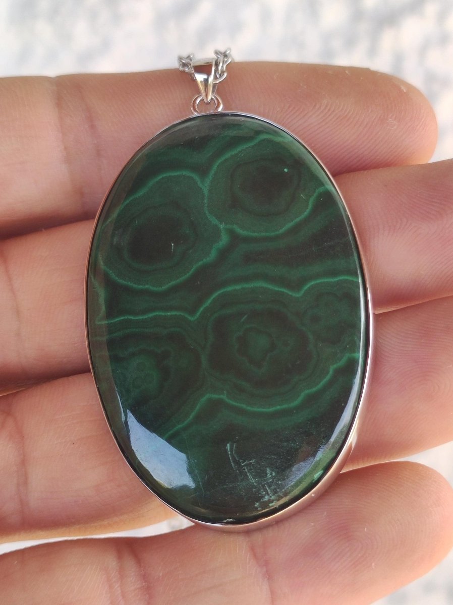 Malachit - 925 Sterling Silber Edelstein Kette Natur blau Rarität Heilstein Kristall Mann Frau Er Sie Geschenk Freund Bruder - Art of Nature Berlin