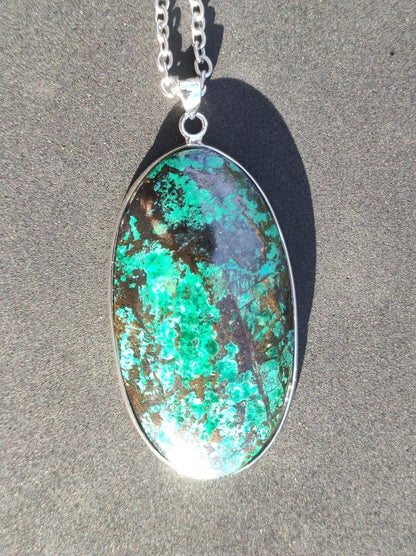 Malachit - Chrysocoll AAA - 925 Sterling Silber Edelstein Kette Natur blau Rarität Heilstein Kristall Mann Frau Er Sie Geschenk Freund Bruder - Art of Nature Berlin