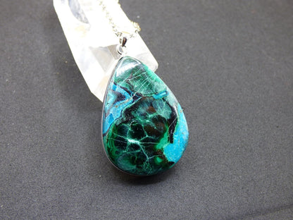 Malachit - Chrysocoll AAA - 925 Sterling Silber Edelstein Kette Natur blau Rarität Heilstein Kristall Mann Frau Er Sie Geschenk Freund Bruder - Art of Nature Berlin