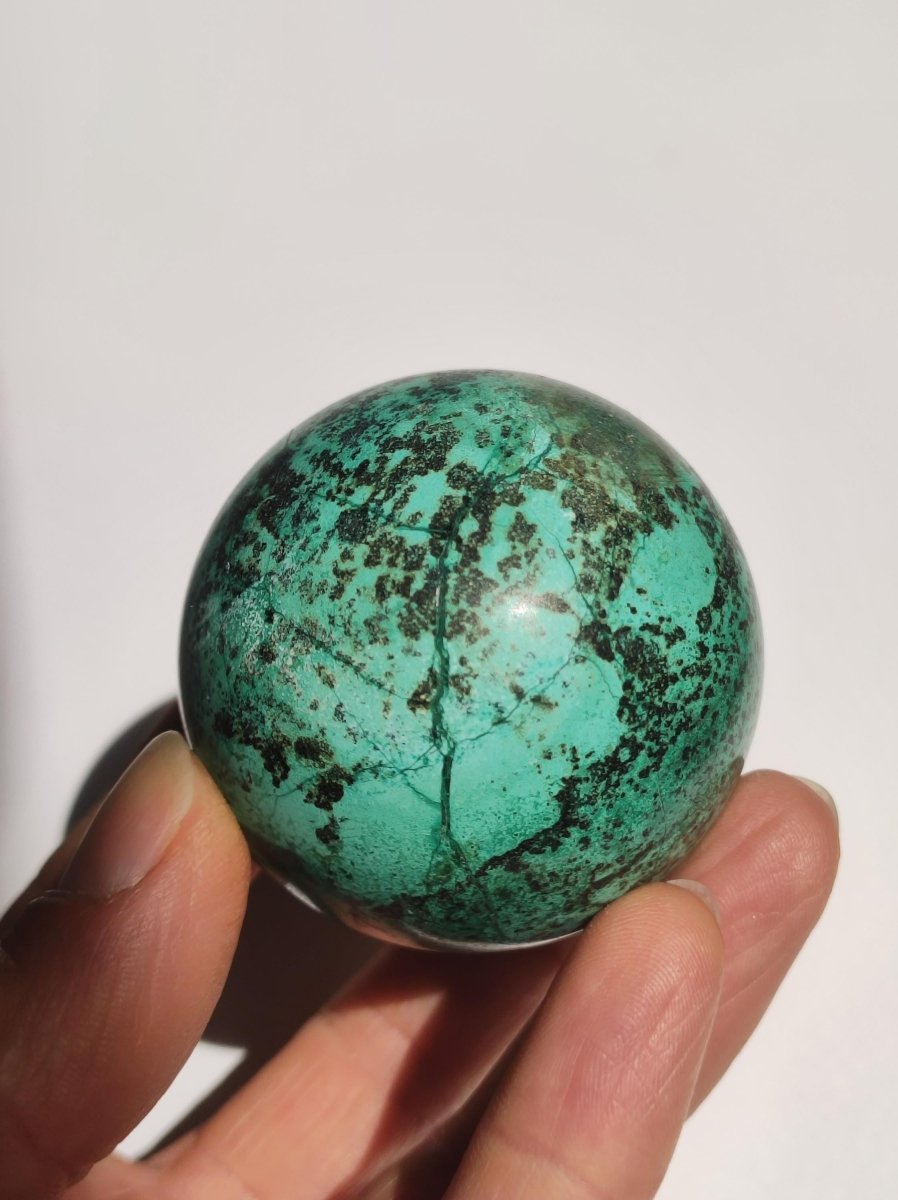 Malachit + Chrysocoll Sphere A ~ Magische Edelstein Kugel & Deko Crystal Meditation Heilstein Rarität Sammler Mineral Rund Chrysokolla - Art of Nature Berlin
