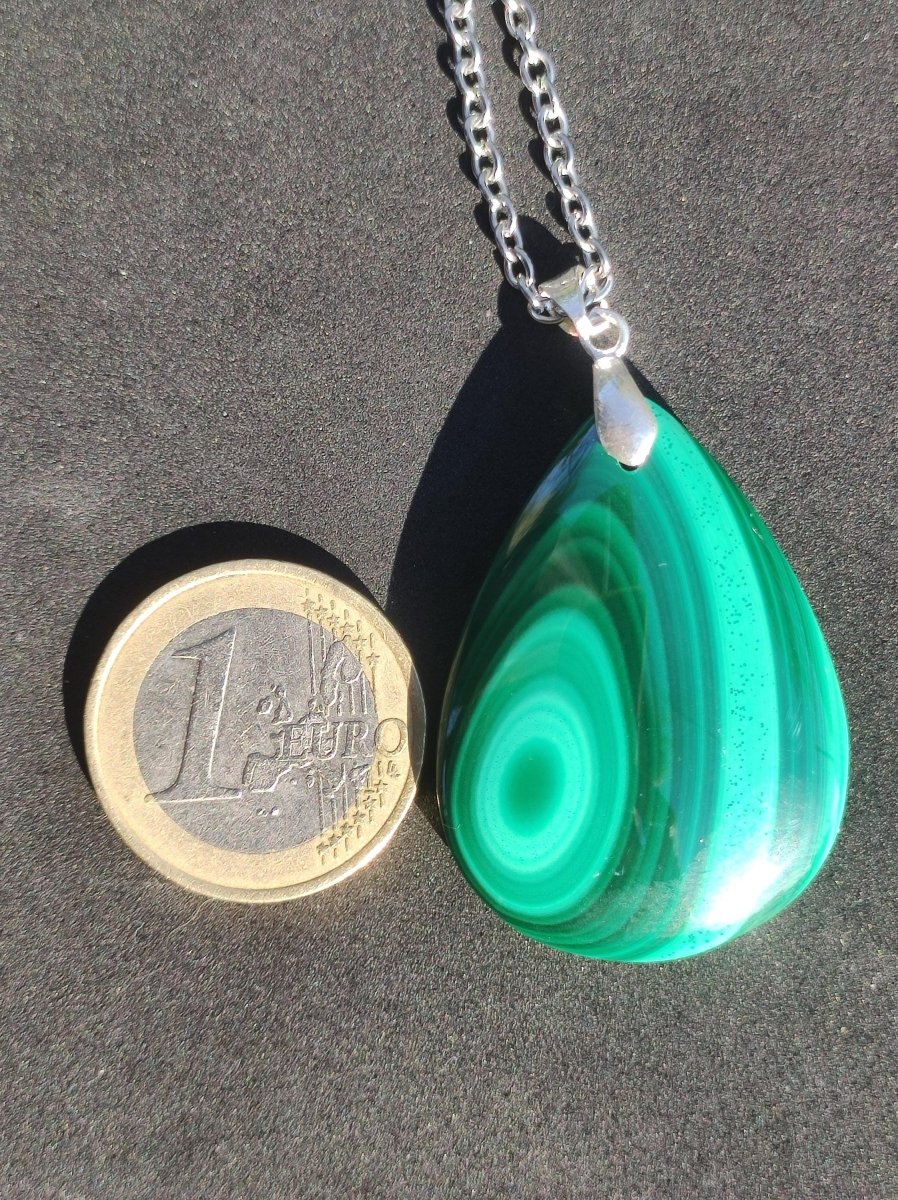 Malachit Edelstein Kette ~ 925 Sterling Silber Öse ~ blau ~HIPPIE ~GOA ~Boho ~Ethno ~Nature ~Heilstein Kette Männer Frauen - Art of Nature Berlin