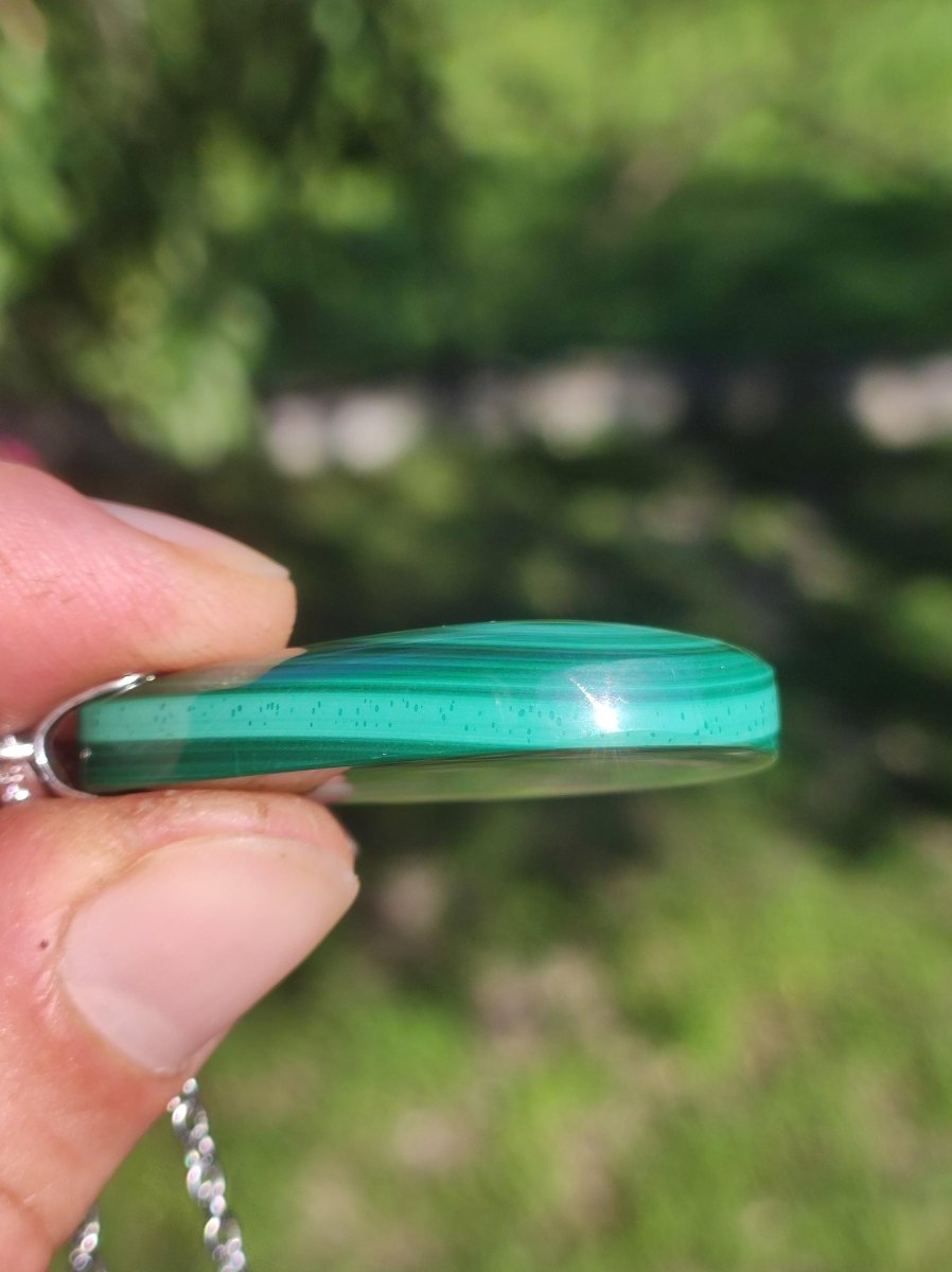 Malachit Edelstein Kette ~ 925 Sterling Silber Öse ~ blau ~HIPPIE ~GOA ~Boho ~Ethno ~Nature ~Heilstein Kette Männer Frauen - Art of Nature Berlin