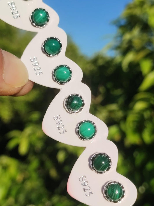 Malachit grün Ohrstecker 925 Sterling Silber AAA Rarität Schmuck Frau Ohrringe Edelstein Heilstein Geschenk Schmuck Edel Selten - Art of Nature Berlin