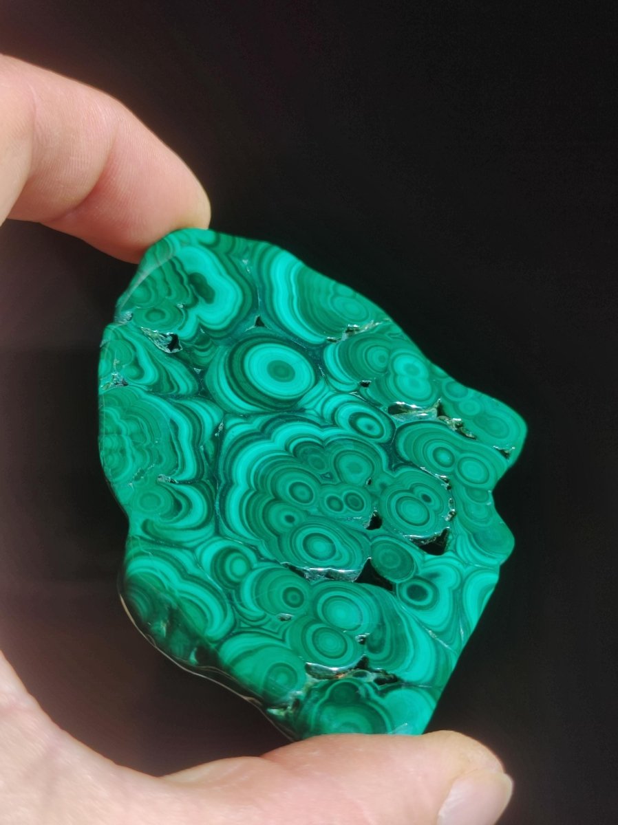 Malachit Scheibe Bull Eye / Dekostück / Sammler Mineral Haus Wohnen Energie Heilstein GOA Boho Ethno Natur grün intensiv Platte grün Rarität - Art of Nature Berlin