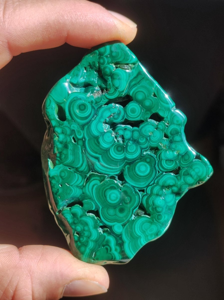 Malachit Scheibe Bull Eye / Dekostück / Sammler Mineral Haus Wohnen Energie Heilstein GOA Boho Ethno Natur grün intensiv Platte grün Rarität - Art of Nature Berlin