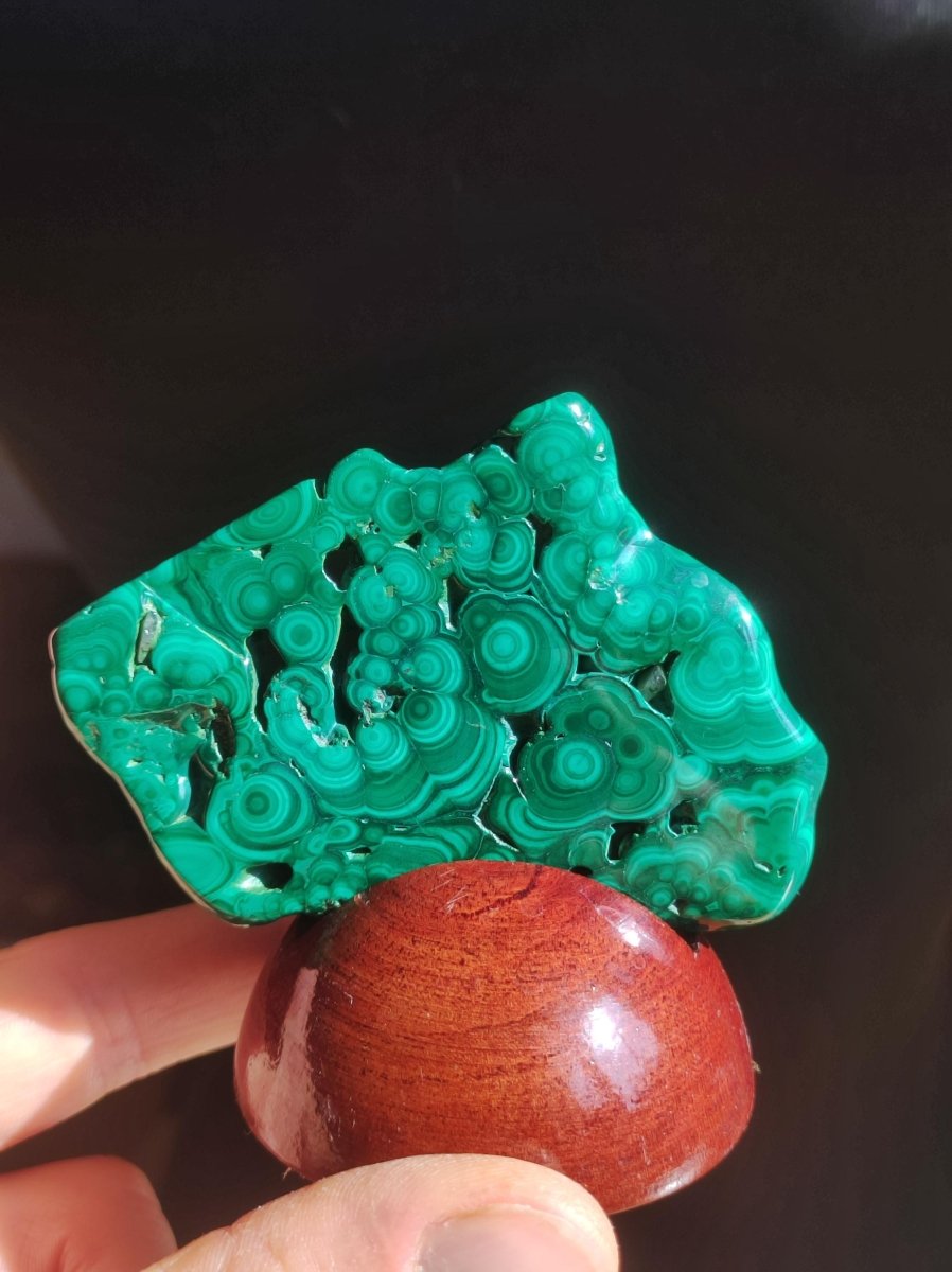 Malachit Scheibe Bull Eye / Dekostück / Sammler Mineral Haus Wohnen Energie Heilstein GOA Boho Ethno Natur grün intensiv Platte grün Rarität - Art of Nature Berlin