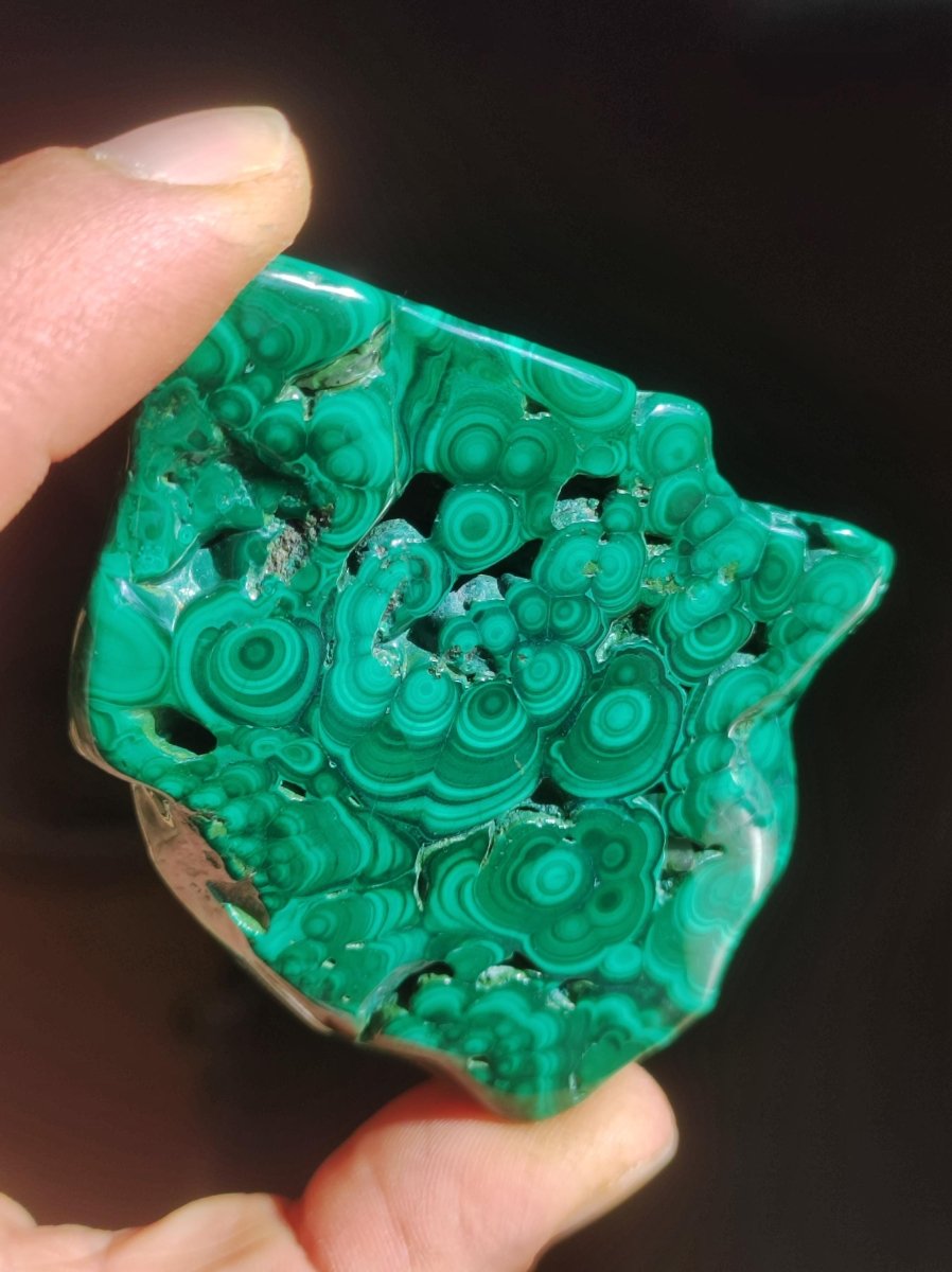 Malachit Scheibe Bull Eye / Dekostück / Sammler Mineral Haus Wohnen Energie Heilstein GOA Boho Ethno Natur grün intensiv Platte grün Rarität - Art of Nature Berlin