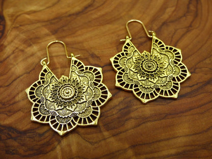 Mandala Blume ~ Ohrringe Gold oder Silber ~Goa ~Hippie ~Vintage ~Indien ~Boho ~Ethno ~Sonne - Art of Nature Berlin