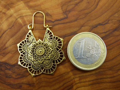 Mandala Blume ~ Ohrringe Gold oder Silber ~Goa ~Hippie ~Vintage ~Indien ~Boho ~Ethno ~Sonne - Art of Nature Berlin