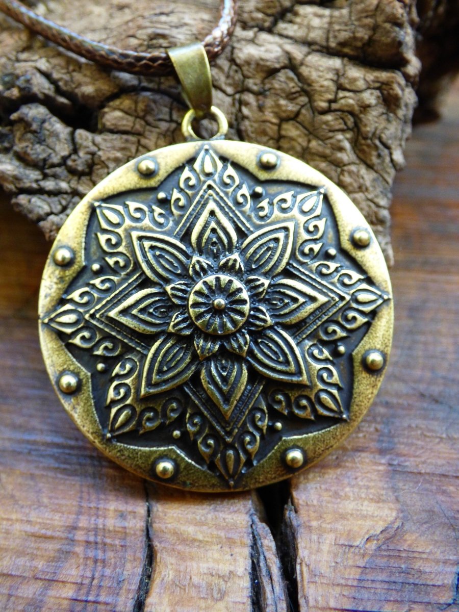 Mandala Blumen Stern Amulet Kette (2) Antik Bronze ~Tibet ~HIPPIE ~GOA ~Boho ~Tibet ~Ethno ~Nature ~Esoterik ~Ethnic ~Indian - Art of Nature Berlin