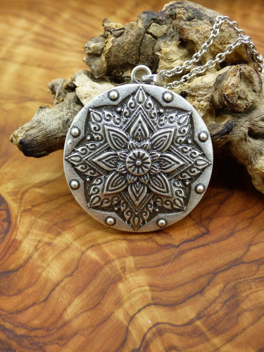 Mandala Blumen Stern Amulet Kette Silbern ~Tibet ~HIPPIE ~GOA ~Boho ~Tibet ~Ethno ~Nature ~Esoterik ~Ethnic ~Indian - Art of Nature Berlin