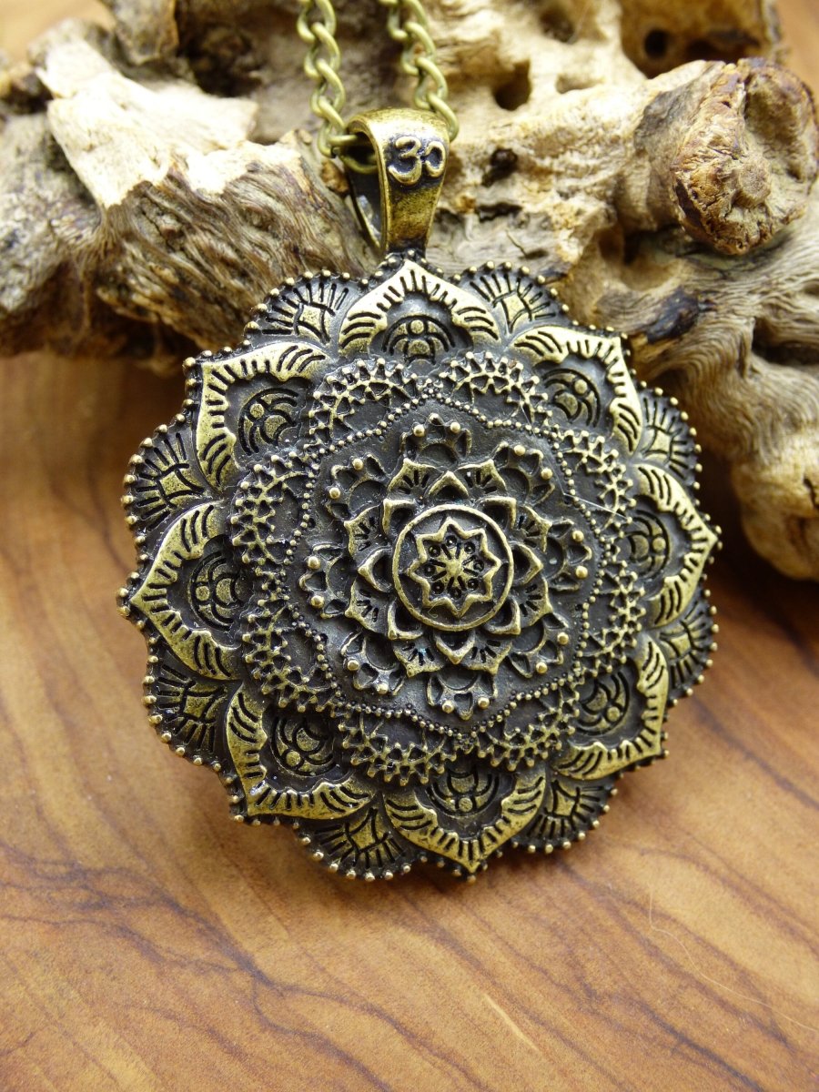 Mandala Blumen Stern OM ॐ Amulet Kette Antik Bronze oder Silber ~Tibet ~HIPPIE ~GOA ~Boho ~Tibet ~Ethno ~Nature ~Esoterik ~Ethnic ~Indian - Art of Nature Berlin