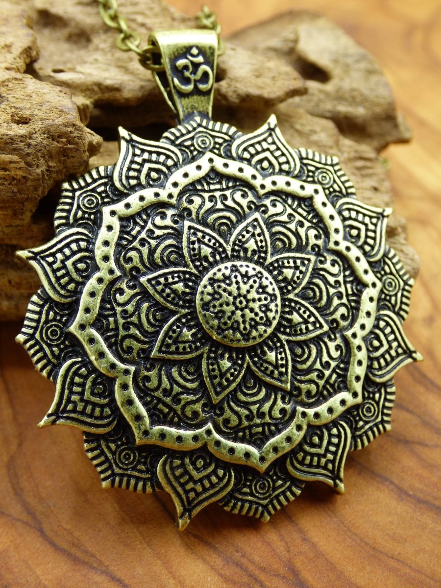 Mandala Blumen Stern OM ॐ Amulet Kette Antik Bronze oder Silber ~Tibet ~HIPPIE ~GOA ~Boho ~Tibet ~Ethno ~Nature ~Esoterik ~Ethnic ~Indian - Art of Nature Berlin