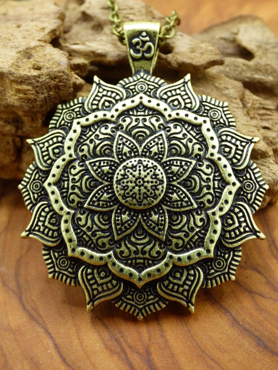 Mandala Blumen Stern OM ॐ Amulet Kette Antik Bronze oder Silber ~Tibet ~HIPPIE ~GOA ~Boho ~Tibet ~Ethno ~Nature ~Esoterik ~Ethnic ~Indian - Art of Nature Berlin