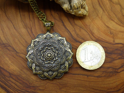 Mandala Blumen Stern OM ॐ Amulet Kette Antik Bronze oder Silber ~Tibet ~HIPPIE ~GOA ~Boho ~Tibet ~Ethno ~Nature ~Esoterik ~Ethnic ~Indian - Art of Nature Berlin