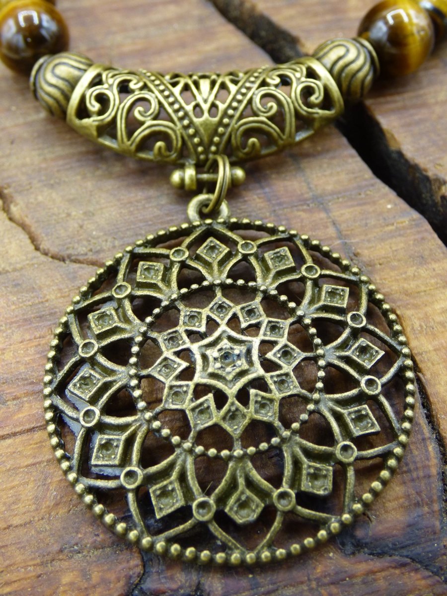 Mandala ~ Tigerauge Edelstein Kette ~HIPPIE ~GOA ~Boho ~Tibet ~Ethno ~Nature - Art of Nature Berlin