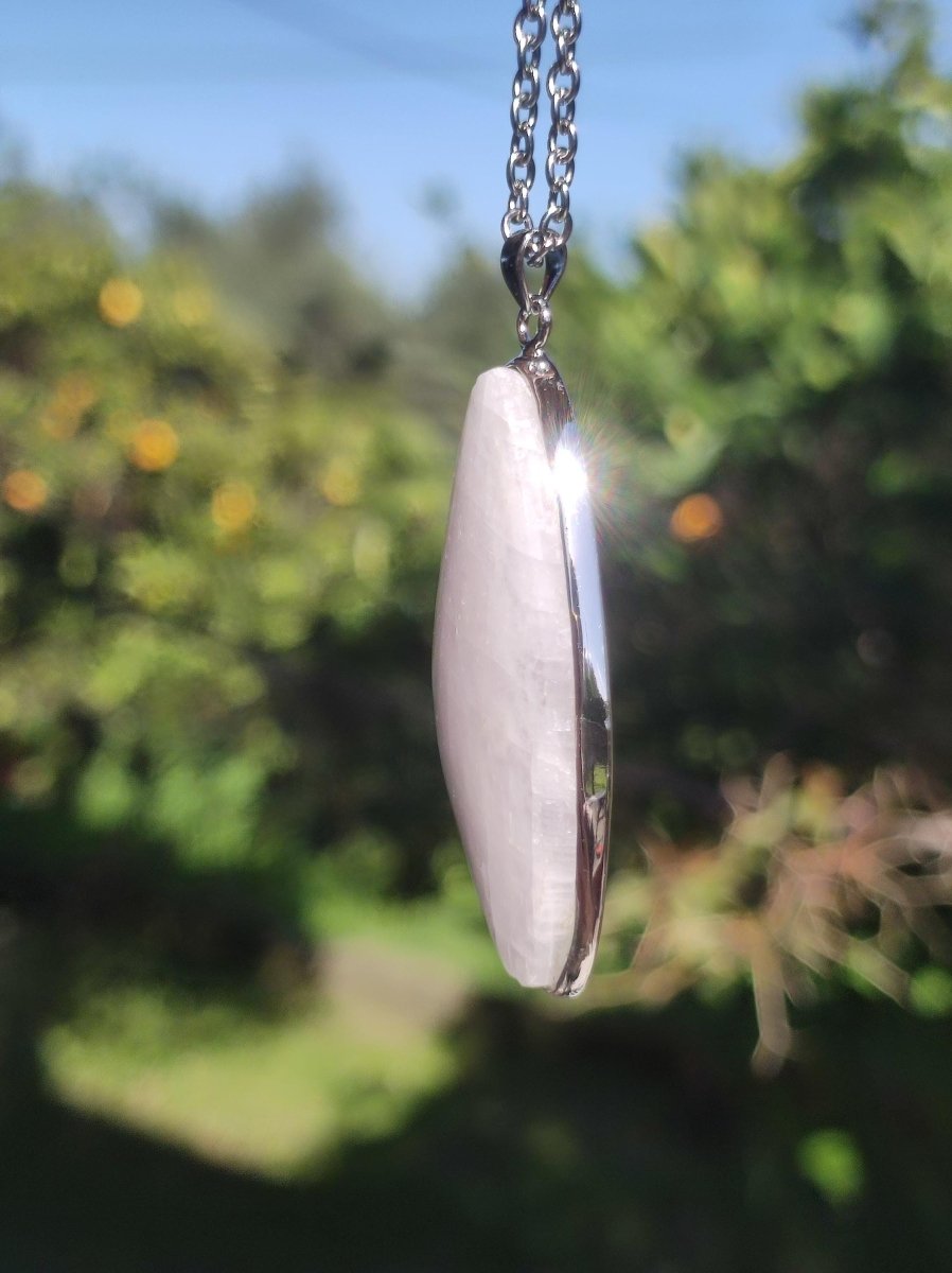 Mangano Calcit - 925 Silber Edelstein Kette Heilstein Natur Braun Rarität Edel Mann Frau Geschenk Er Sie Freundin Energie Glück UV Aktiv - Art of Nature Berlin