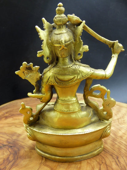 Manjushri Messing ~ große Statue Massiv ~ Glück Figur Buddhismus Deko Altar Vintage Rarität Tibet Boho Hippie Goa Ethno Psy Sanskrit Indien - Art of Nature Berlin